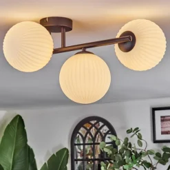 hofstein Chehalis Plafonnier, Boule lumineuse Blanc, 3 lumières
