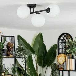 hofstein Chehalis Plafonnier, Boule lumineuse Blanc, 3 lumières