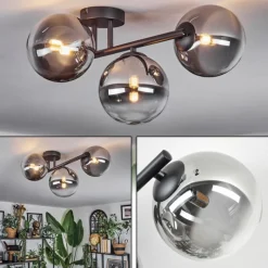 hofstein Chehalis Plafonnier, Boule lumineuse Clair, Fumé, 3 lumières