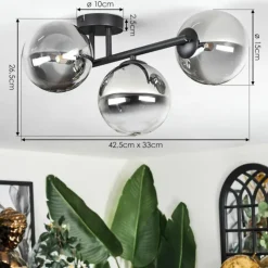 hofstein Chehalis Plafonnier, Boule lumineuse Clair, Fumé, 3 lumières