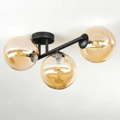 hofstein Chehalis Plafonnier, Boule lumineuse Ambre, 3 lumières