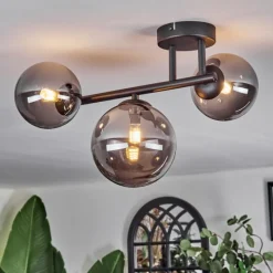 hofstein Chehalis Plafonnier, Boule lumineuse Fumé, 3 lumières