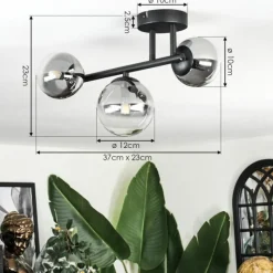 hofstein Chehalis Plafonnier, Boule lumineuse Clair, Fumé, 3 lumières