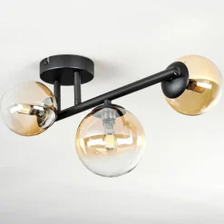 hofstein Chehalis Plafonnier, Boule lumineuse Ambre, Clair, 3 lumières