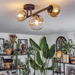 hofstein Chehalis Plafonnier, Boule lumineuse Ambre, Clair, 3 lumières