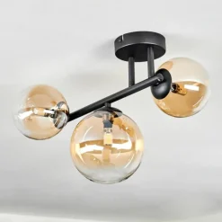 hofstein Chehalis Plafonnier, Boule lumineuse Ambre, Clair, 3 lumières