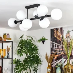 hofstein Chehalis Plafonnier, Boule lumineuse Blanc, 8 lumières