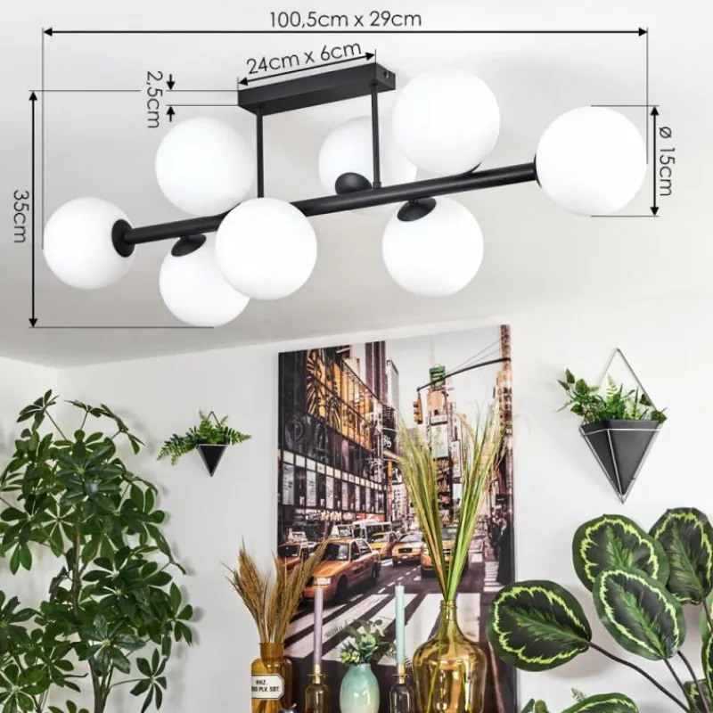 hofstein Chehalis Plafonnier, Boule lumineuse Blanc, 8 lumières