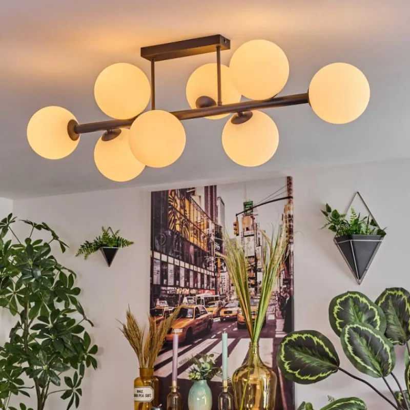 hofstein Chehalis Plafonnier, Boule lumineuse Blanc, 8 lumières