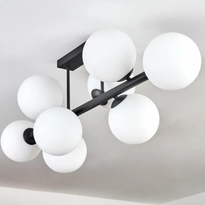 hofstein Chehalis Plafonnier, Boule lumineuse Blanc, 8 lumières