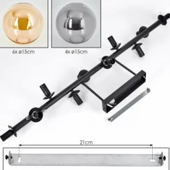 hofstein Chehalis Plafonnier, Boule lumineuse Ambre, Fumé, 10 lumières