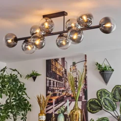 hofstein Chehalis Plafonnier, Boule lumineuse Clair, Fumé, 10 lumières