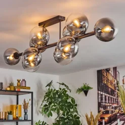 hofstein Chehalis Plafonnier, Boule lumineuse Clair, Fumé, 10 lumières