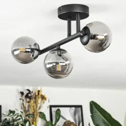 Suspension Verre Fumé-hofstein Chehalis Plafonnier, Boule lumineuse Fumé, 3 lumières