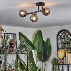 Suspension Verre Fumé-hofstein Chehalis Plafonnier, Boule lumineuse Fumé, 3 lumières