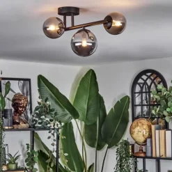 hofstein Chehalis Plafonnier, Boule lumineuse Fumé, 3 lumières