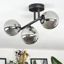 hofstein Chehalis Plafonnier, Boule lumineuse Fumé, 3 lumières