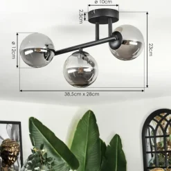 hofstein Chehalis Plafonnier, Boule lumineuse Fumé, 3 lumières