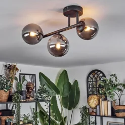 hofstein Chehalis Plafonnier, Boule lumineuse Fumé, 3 lumières