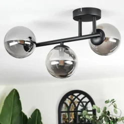 hofstein Chehalis Plafonnier, Boule lumineuse Fumé, 3 lumières