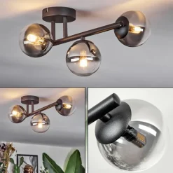 hofstein Chehalis Plafonnier, Boule lumineuse Clair, Fumé, 3 lumières