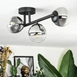 hofstein Chehalis Plafonnier, Boule lumineuse Clair, Fumé, 3 lumières