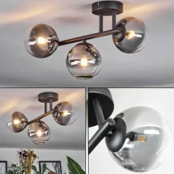 hofstein Chehalis Plafonnier, Boule lumineuse Clair, Fumé, 3 lumières