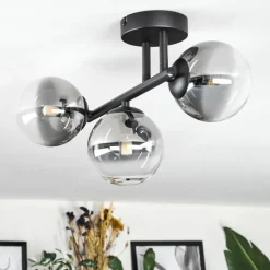 hofstein Chehalis Plafonnier, Boule lumineuse Clair, Fumé, 3 lumières