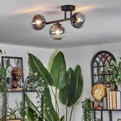 hofstein Chehalis Plafonnier, Boule lumineuse Clair, Fumé, 3 lumières