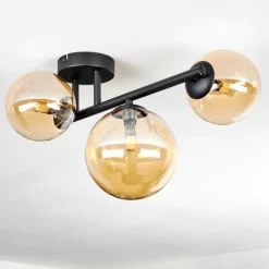 hofstein Chehalis Plafonnier, Boule lumineuse Ambre, 3 lumières