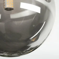 hofstein Chehalis Plafonnier, Boule lumineuse Ambre, Fumé, 3 lumières