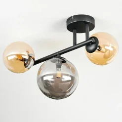 hofstein Chehalis Plafonnier, Boule lumineuse Ambre, Fumé, 3 lumières