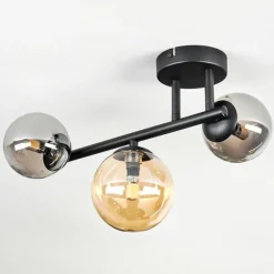 hofstein Chehalis Plafonnier, Boule lumineuse Ambre, Fumé, 3 lumières