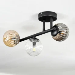 hofstein Chehalis Plafonnier, Boule lumineuse Ambre, Clair, Fumé, 3 lumières