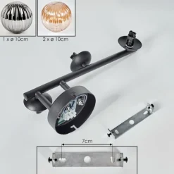 hofstein Chehalis Plafonnier, Boule lumineuse Ambre, Fumé, 3 lumières