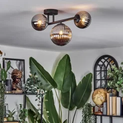 hofstein Chehalis Plafonnier, Boule lumineuse Fumé, 3 lumières