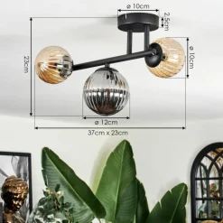 hofstein Chehalis Plafonnier, Boule lumineuse Ambre, Fumé, 3 lumières