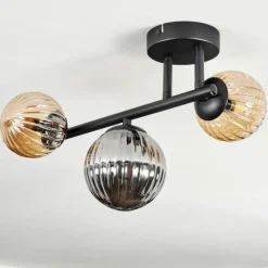 hofstein Chehalis Plafonnier, Boule lumineuse Ambre, Fumé, 3 lumières
