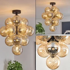 hofstein Chehalis Plafonnier, Boule lumineuse 39 cm LED Ambre, 13 lumières