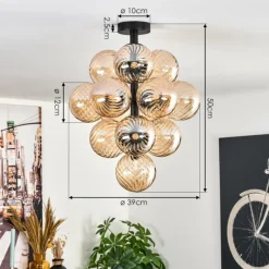 hofstein Chehalis Plafonnier, Boule lumineuse 39 cm LED Ambre, 13 lumières
