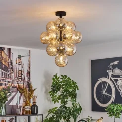 hofstein Chehalis Plafonnier, Boule lumineuse 39 cm LED Ambre, 13 lumières