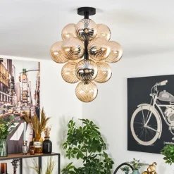 hofstein Chehalis Plafonnier, Boule lumineuse 39 cm LED Ambre, 13 lumières