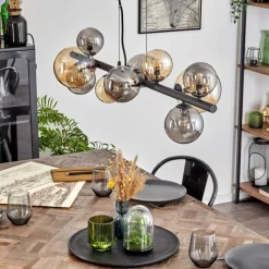 hofstein Chehalis Suspension, Boule lumineuse, Suspension Ambre, Fumé, 10 lumières