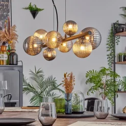 hofstein Chehalis Suspension, Boule lumineuse, Suspension Ambre, Fumé, 8 lumières