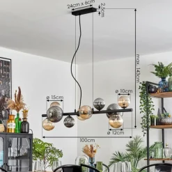 hofstein Chehalis Suspension, Boule lumineuse, Suspension Ambre, Fumé, 10 lumières