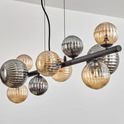 hofstein Chehalis Suspension, Boule lumineuse, Suspension Ambre, Fumé, 10 lumières