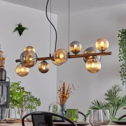 hofstein Chehalis Suspension, Boule lumineuse, Suspension Ambre, Fumé, 10 lumières