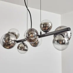 hofstein Chehalis Suspension, Boule lumineuse, Suspension Chrome, Clair, Fumé, 8 lumières