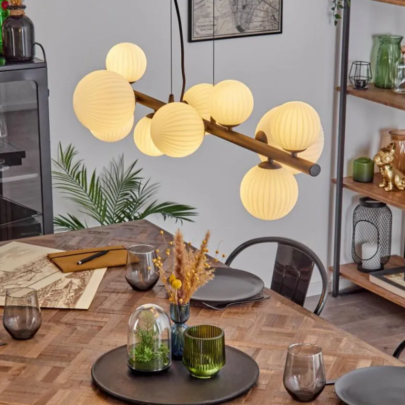 Lampes À Boules-hofstein Chehalis Suspension, Boule lumineuse, Suspension Blanc, 10 lumières