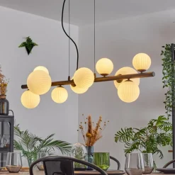 Lampes À Boules-hofstein Chehalis Suspension, Boule lumineuse, Suspension Blanc, 10 lumières